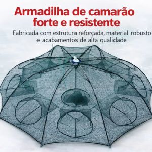 Covo Armadilha Guarda Chuva Para Camarão Lambari C/ 8 Bocas